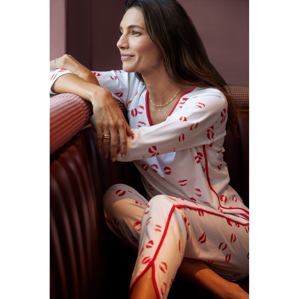 Lake x Kate Schelter Pajama Set Hot Lips Kiss Pima Cotton Long-Long Sleeve Sz XL